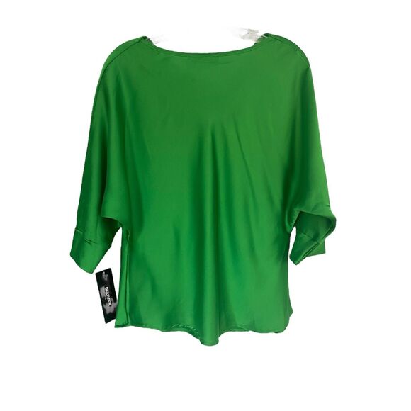 Renee C Green Satin Kimono Sleeve Cowl Neck Sz M - Picture 3 of 9